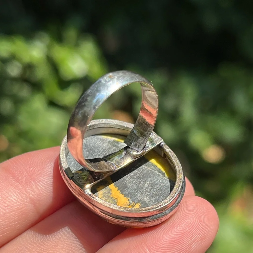 Size 8.25 925 solver plated‎ bumblebee Jasper ring